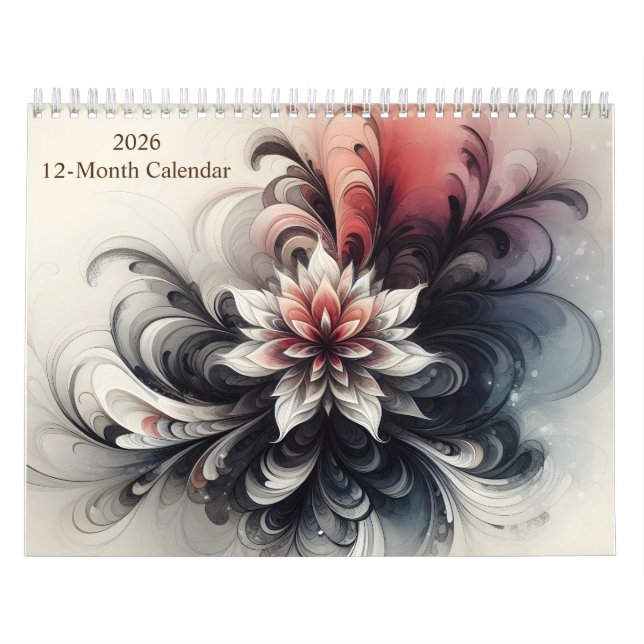 Calendrier Aquarelle dynamique psychédélique Art Abstrait 202 (Protection)