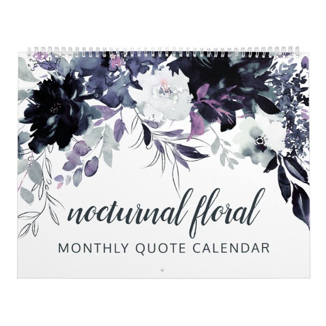 Calendrier Aquarelle florale nocturne Vos devis personnalisés (Protection)