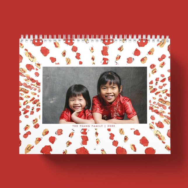 Calendrier Aquarelle Lanternes chinoises Photo (Watercolor Chinese Lanterns Photo Wall Calendar)