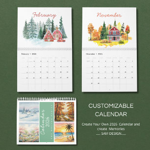 Calendrier aquarelle Saisons 2026 Nature artisti
