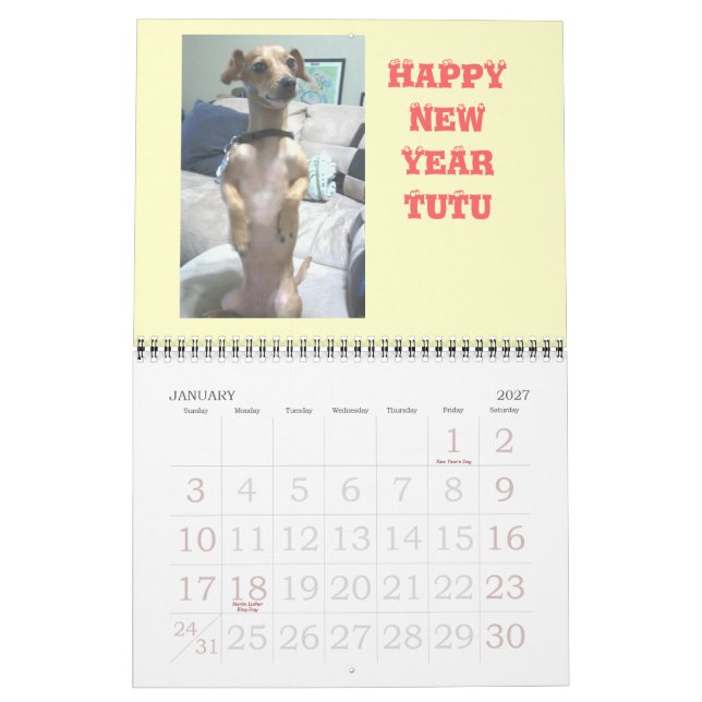 Calendrier Arachide la Chiweenie (Jan 2027)