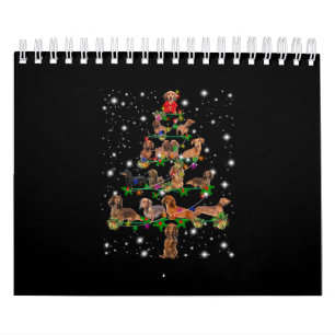 Calendrier Arbre De Noël De Dachshund Couvert De Flamme De F