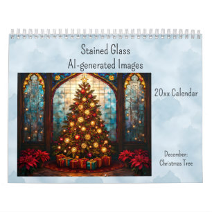 Calendrier Arbre de Noël de décembre en verre teinté généré p