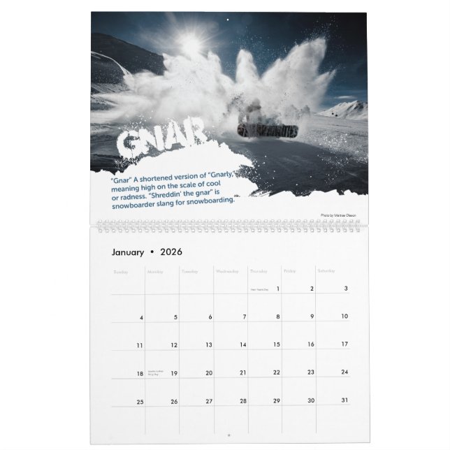 Calendrier Argot de surfeur (Jan 2026)