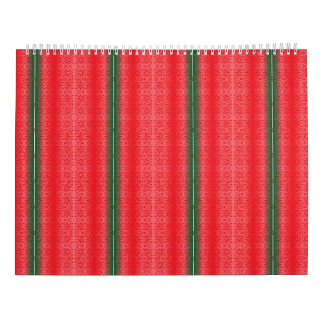 Calendrier arrière - plan rayé rouge et vert (Dos)