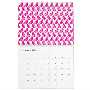 Calendrier arrière - plan rose et blanc avec motif