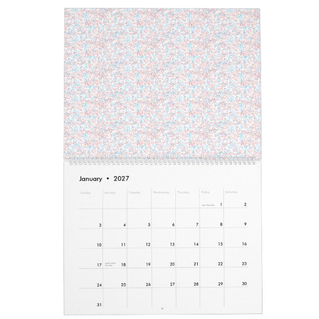 Calendrier Arrière - plan texturé blanc cassé avec subtil, fi (Jan 2027)