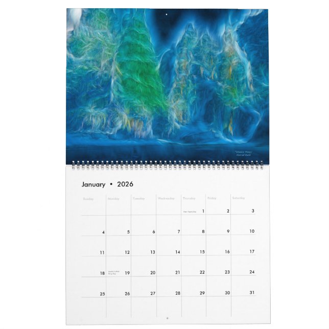 Calendrier Art abstrait par David Ruhl (Jan 2026)