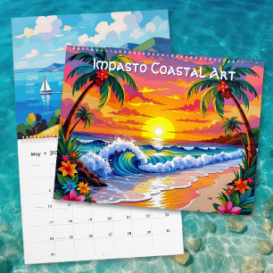 Calendrier Art côtier de style Impasto