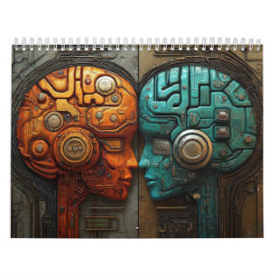 Calendrier Art de couple d'androïde cyberpunk biomécanique