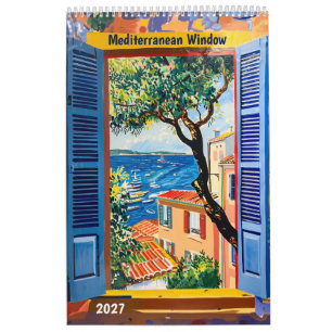 Calendrier Art de fenêtre et terrasse méditerranéen
