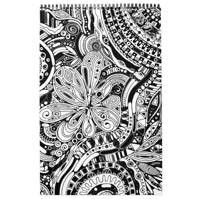 Calendrier Art Géométrique Noir Et Blanc 15 (Protection)