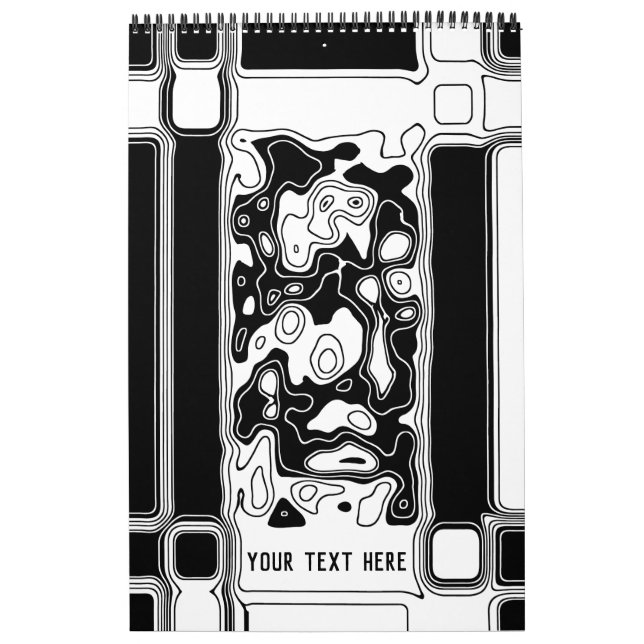 Calendrier Art Géométrique Noir Et Blanc 1 Modèle (Protection)