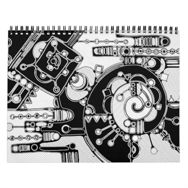 Calendrier Art Géométrique Noir Et Blanc 4 (Protection)