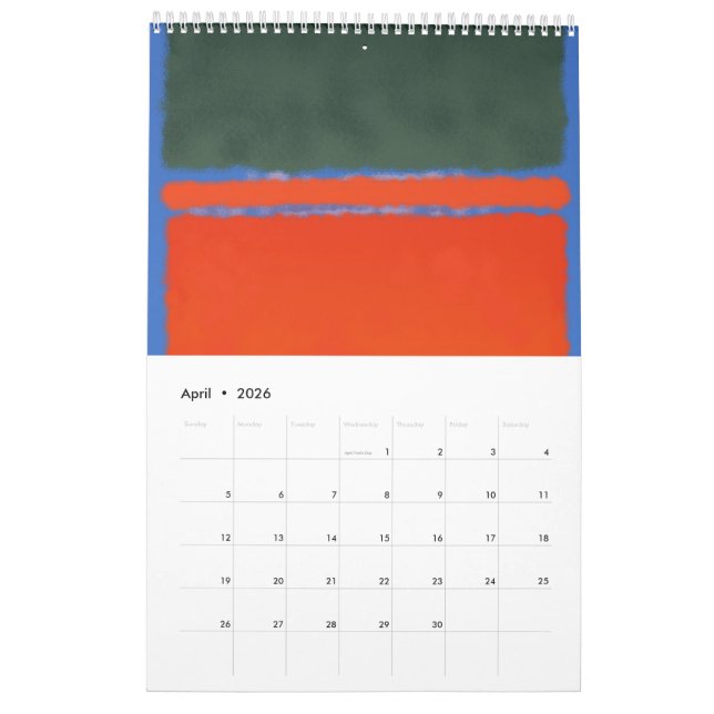 Calendrier Art Mark Rothko dans le style numérique (Apr 2026)