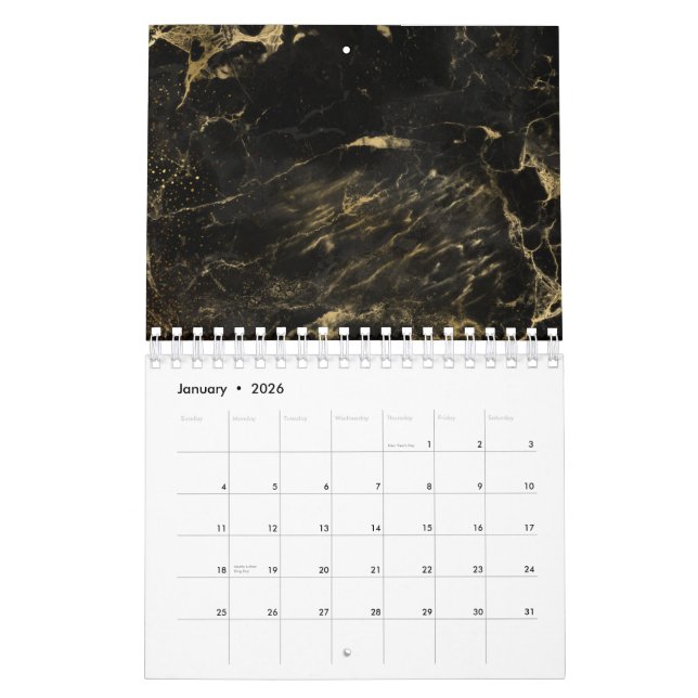 Calendrier Art Noir Design Porté Grunge Esthétique Gothique (Jan 2026)