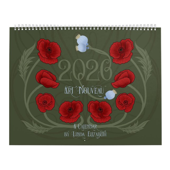 Calendrier Art Nouveau Retro Floral Botanique (Protection)