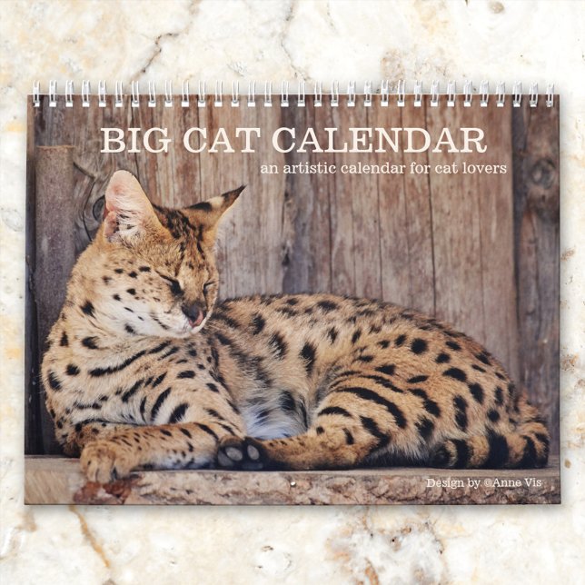 Calendrier artistique de Big Cat (A personalized calendar for cat lovers featuring images and paintings of big cats)
