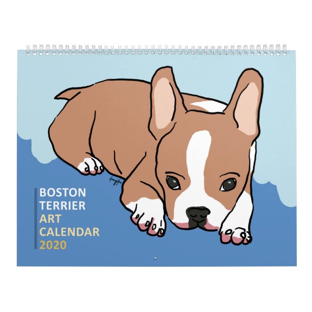 Calendrier artistique de Boston Terrier 2020 (Protection)