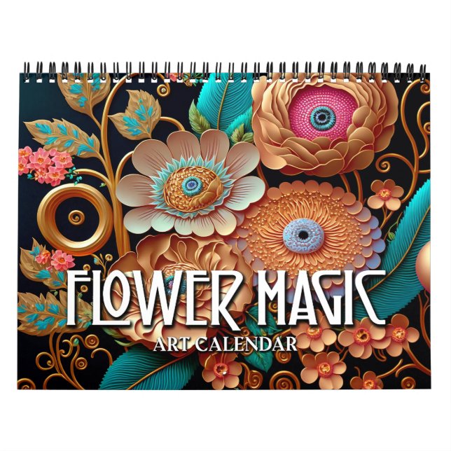 Calendrier artistique Fleurs stylisées Magie flora (Protection)