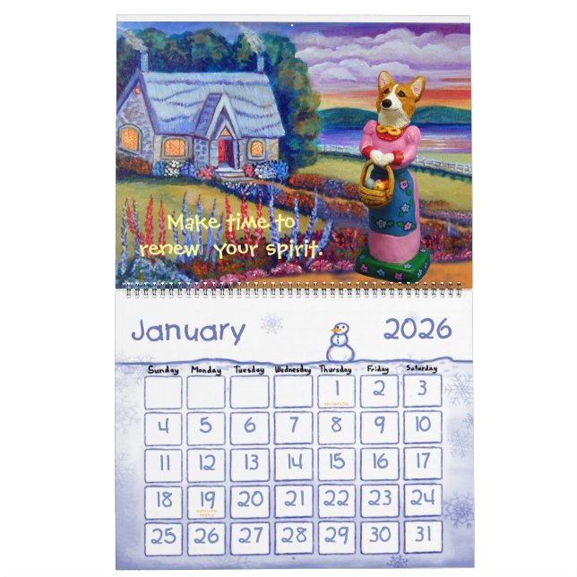 Calendrier artistique populaire Pembroke Welsh Cor (Jan 2026)