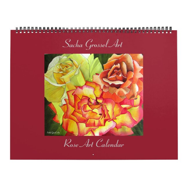 Calendrier artistique Rose aquarelle par Sacha Gro (Protection)