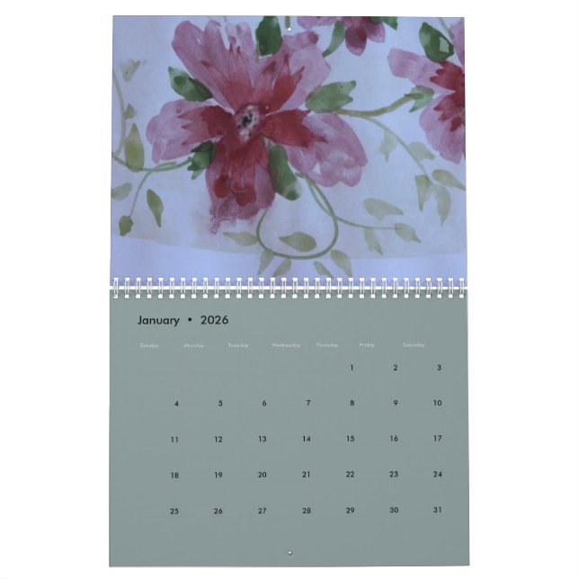 Calendrier Artsy Aquarelle Floral Designer (Jan 2026)