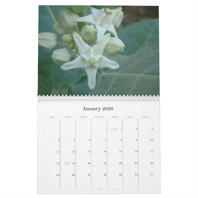 Calendrier asiatique du sud de fleurs (Jan 2026)