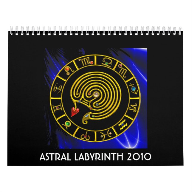 Calendrier ASTRAL LABYRINTH GOLD ZODIAC CHART Astrologie (Protection)
