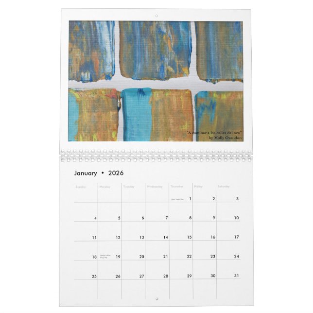 Calendrier avec des oeuvres d'art brillantes et de (Jan 2026)