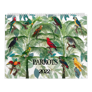 Calendrier avec perroquets tropicaux