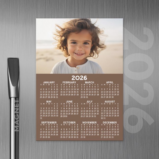 Calendrier avec photo - Carte magnétique de l'anné (2026 Calendar with A Photo and Magnetic Back)