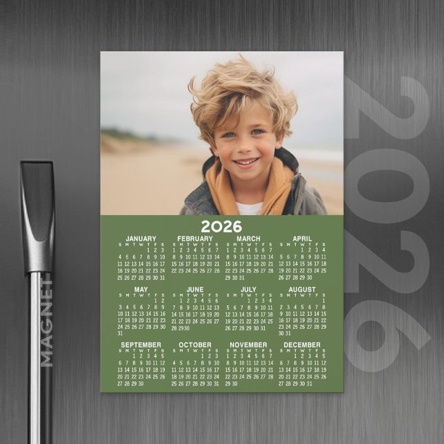 Calendrier avec Photo - Carte Magnétique sur Toute (2026 Calendar with A Photo and Magnetic Back)