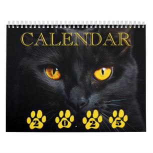 Calendrier avec visage de chat noir et notes