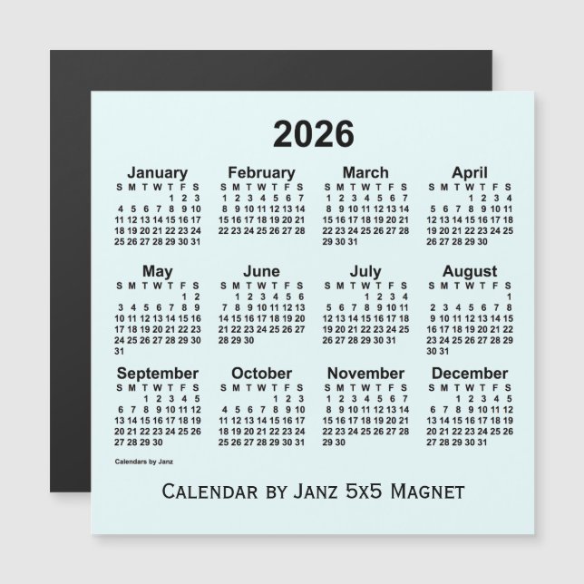 Calendrier Azure 2026 par Janz 5x5 Magnet (Devant / Derrière)