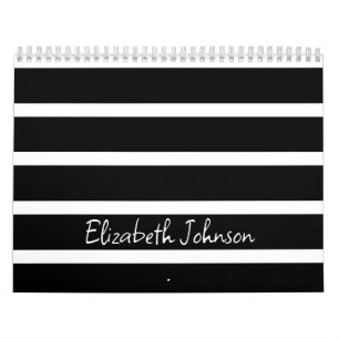 Calendrier Bande moderne noire et blanche Personnalisée