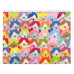 Calendrier Beaucoup de chats colorés  Cadeau Motif pour anim