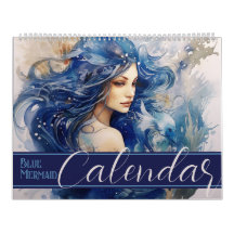 Belle aquarelle de sirène bleue