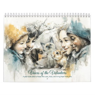 Calendrier Bénévoles du sauvetage animal - Art aquarelle