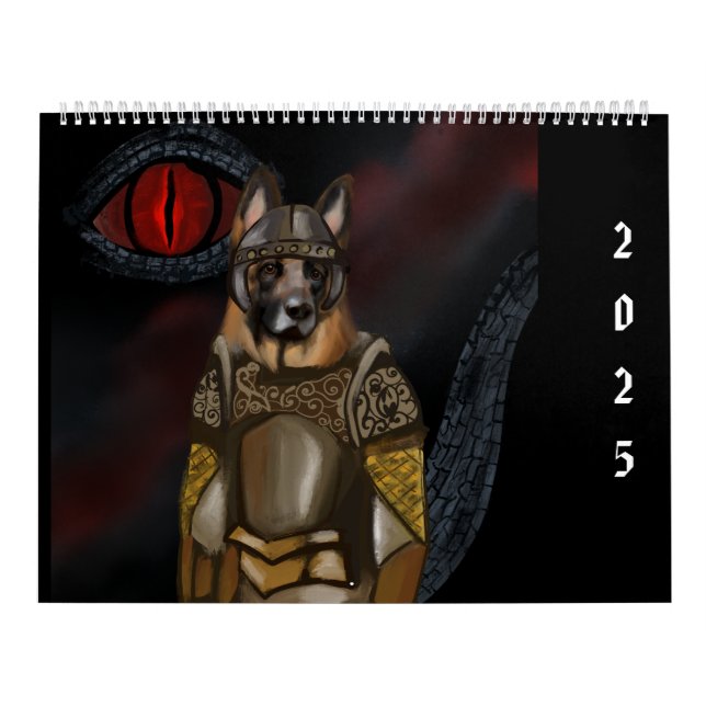 Calendrier berger allemand "Dragons & Chiens" (Protection)
