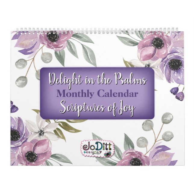 Calendrier Bible Verse Écritures Aquarelle Florale Mois  (Protection)