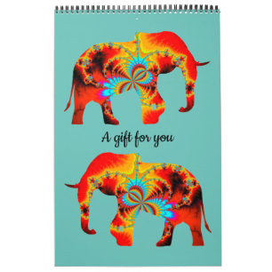 Calendrier Bien-être animal - Silhouette éléphante Fractale 1