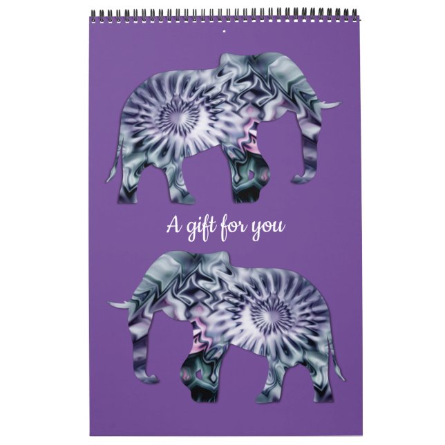 Calendrier Bien-être animal - Silhouette éléphante Fractale 2 (Protection)