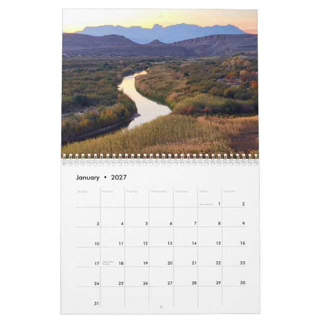 Calendrier Big Bend 2026 (Jan 2027)