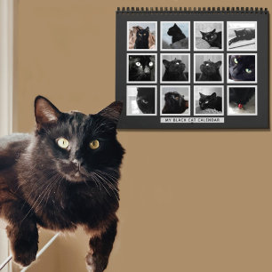 Calendrier Black Cat Retro Image Frame Animaux de compagnie C