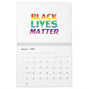 Calendrier Black Lives Matt arc-en-ciel fierté typographie mo