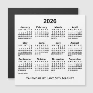 Calendrier blanc 2026 par Janz 5x5 Magnet
