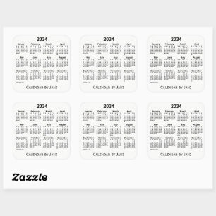 Calendrier blanc 2034 par Sticker Carré Janz