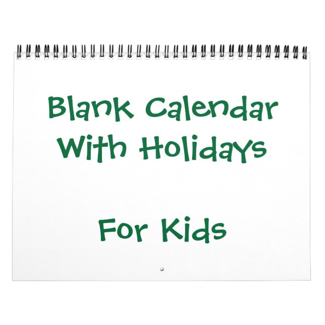 Calendrier Blanc Vert Avec Vacances Pour Enfants (Protection)