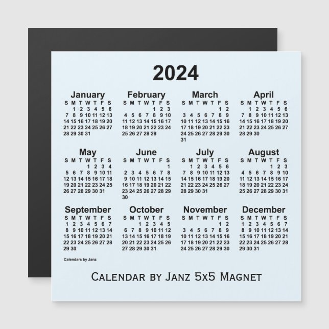 Calendrier bleu Alice 2024 par Janz 5x5 Magnet (Devant / Derrière)